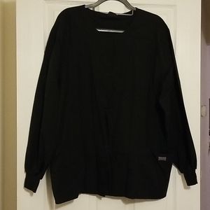 Cherokee Scrub snap long sleeve jacket black EUC